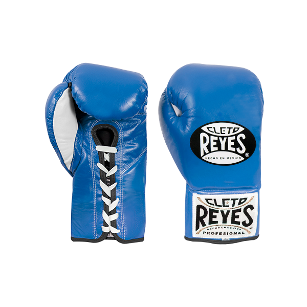 Cleto Reyes 10 oz Authentic Pro Fight Leather Clock Glove Blue 