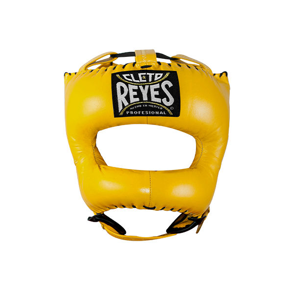 Yellow Cleto Reyes Traditional Leather Boxing Headgear with Nylon Face Bar 