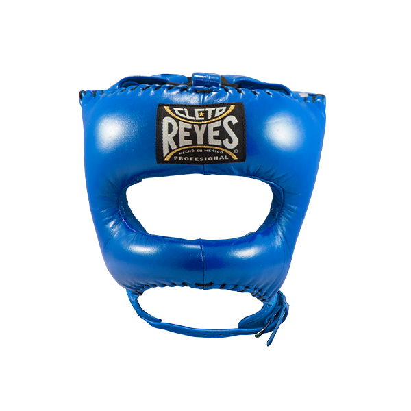Cleto Reyes Traditional Leather Boxing Headgear with Nylon Face Bar White 