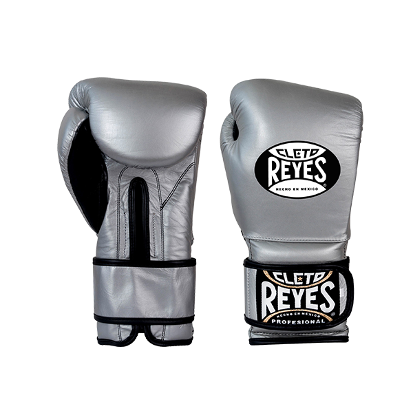 White Cleto Reyes Hook and Loop Leather Training Boxing Gloves 