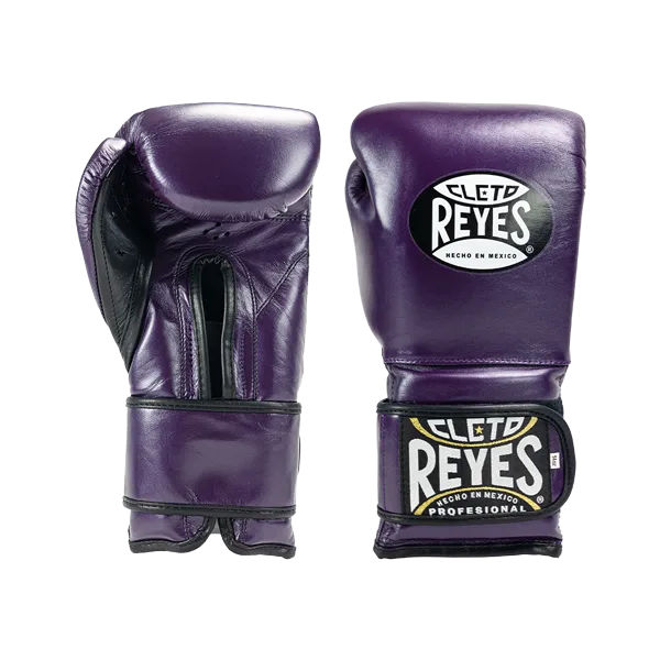 Cleto Reyes Training Boxing Gloves | E600U Metallic Purple Hook & Loop