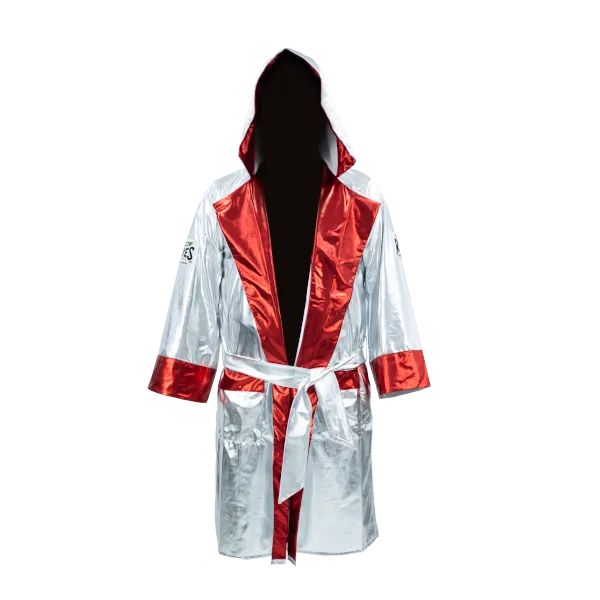 Cleto Reyes Boxing Metallic Robe With Hood Silver & Silver