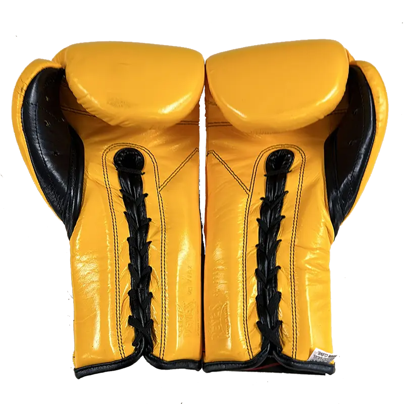 E612A Cleto Reyes Hook & Loop Gloves Brilliant Yellow - Display (back)