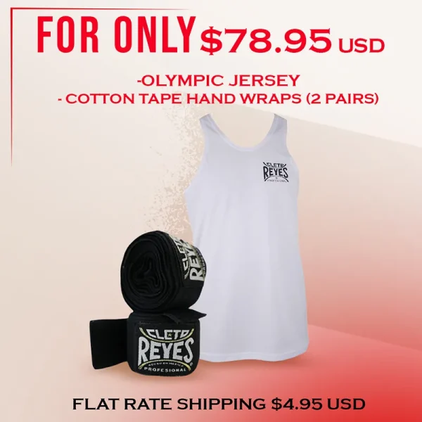 Flat Rate Shipping Combo #1 - Olympic Jersey & Cotton Tape Hand Wraps (2 pairs) and $4.95 USD Flat Rate Shipping | Cleto Reyes Boxing USA (Only available in USA. Restrictions apply)